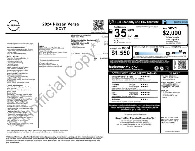 5 thumbnail image of  2024 Nissan Versa 1.6 S