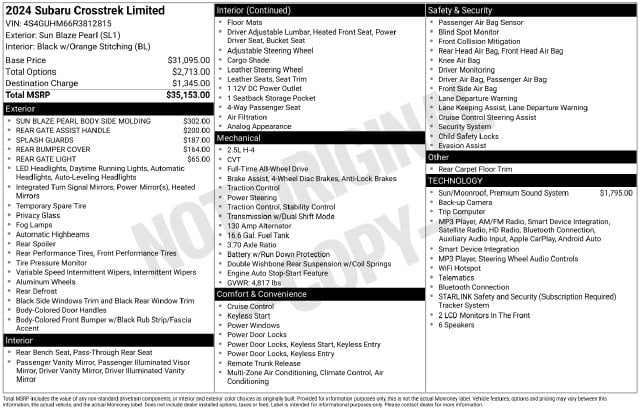 5 thumbnail image of  2024 Subaru Crosstrek Limited