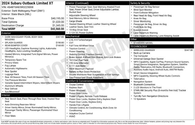 5 thumbnail image of  2024 Subaru Outback Limited XT