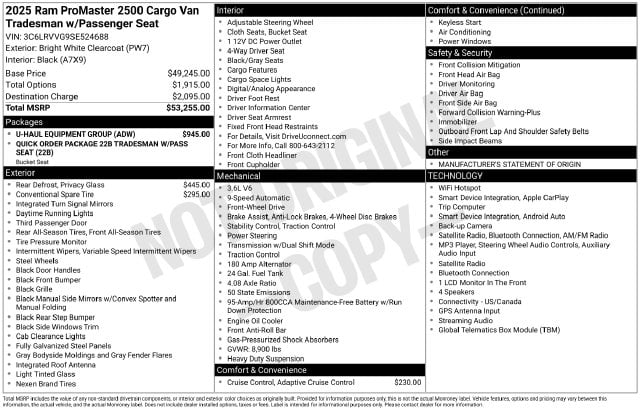 5 thumbnail image of  2025 Ram ProMaster 2500 Base