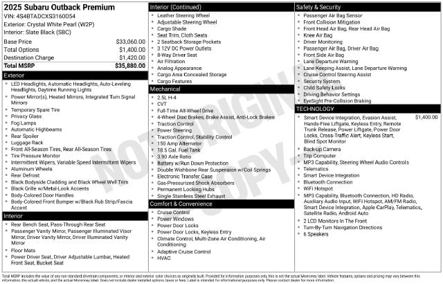 4 thumbnail image of  2025 Subaru Outback Premium