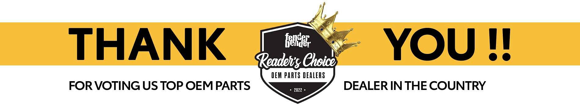 Thank you for voting West Mitsubishi top OEM parts dealer in the country as part of the Fenderbender reader’s choice awards program!