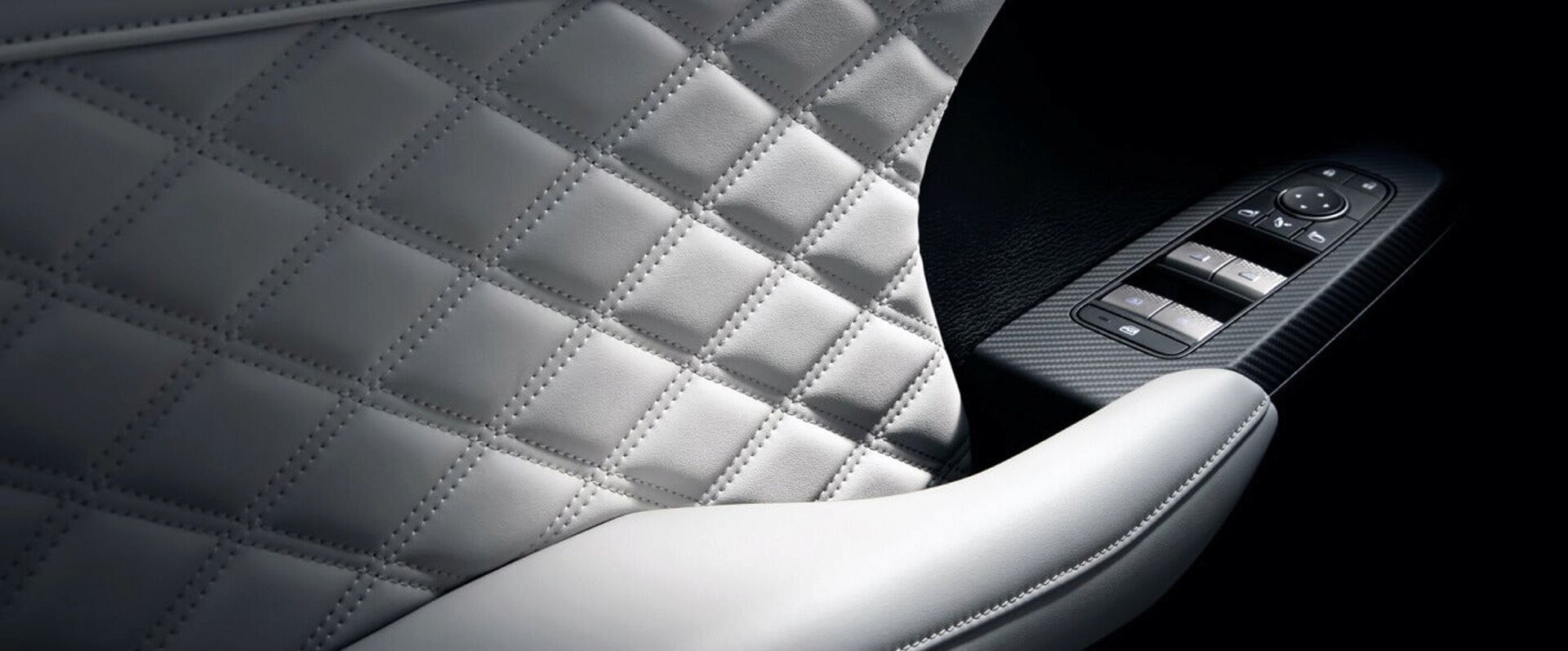 Carbon control panel for the windows and the position of the mirrors mounted in the doors