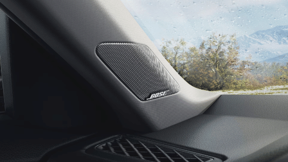 2026 Honda Accord detail of the Bose speaker in the a-pillar.