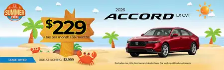 Lease 2026 Honda Accord LX $229