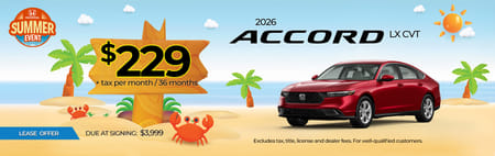 Lease 2026 Honda Accord LX $229
