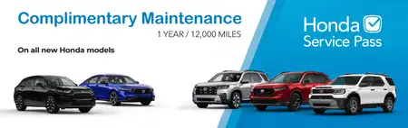 The Honda service pass is presented, featuring the logo and key details regarding vehicle servicing and maintenance.