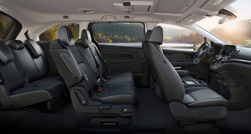 The 2026 Honda Odyssey Elite Brown Interior cabin profile view